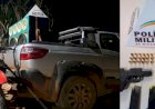 Em operação conjunta, PM e PC apreendem carro roubado, moto furtada, arma de fogo e munições na zona rural de Itamarandiba
