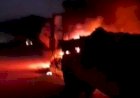 Carreta pega fogo e mobiliza bombeiros na BR-381
