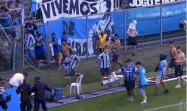 Em vídeo, torcedor do Grêmio parece imitar macaco para palmeirenses