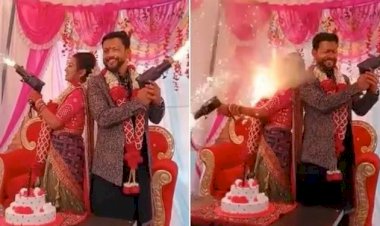 Vídeo: Pistola pirotécnica dispara pelo lado errado e atinge noiva em casamento