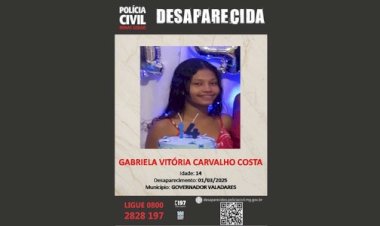 Polícia procura por adolescente de 14 anos que desapareceu após sair para levar o lixo, em Governador Valadares