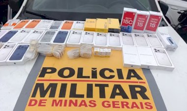 Fiscalização em ônibus apreende 32 celulares e mercadorias avaliadas em R$ 300 mil em Ipatinga