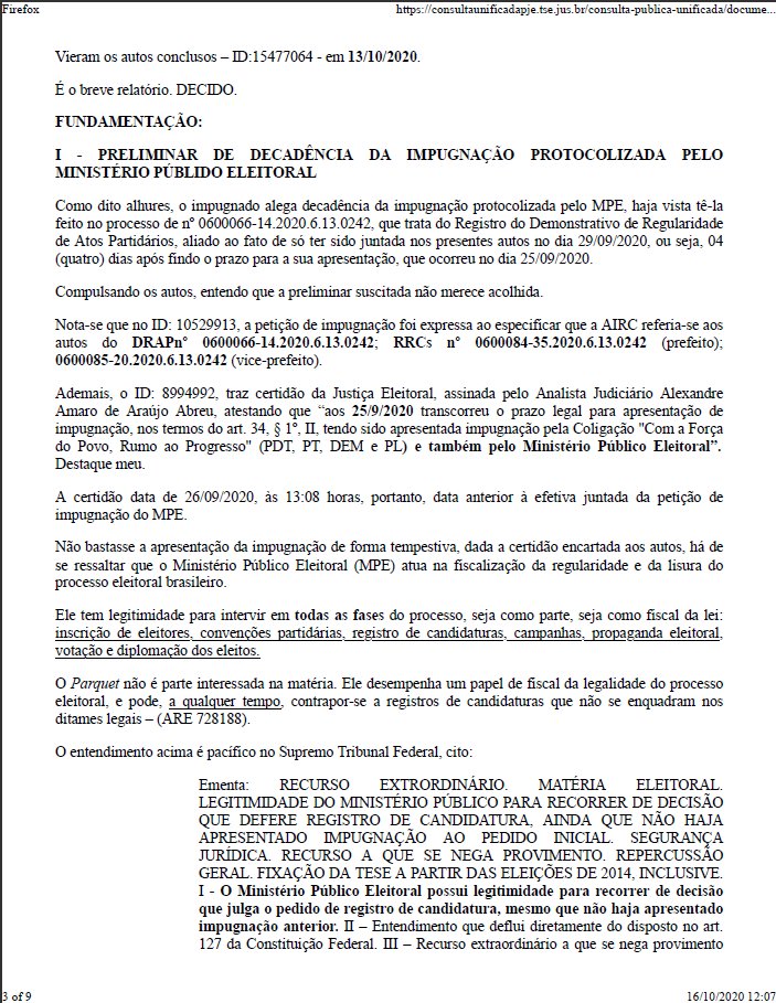 Candidato a prefeito tem candidatura impugnada em Materlândia / MG