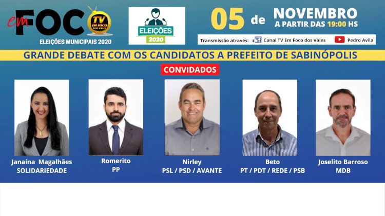 DEBATE DE CANDIDATOS A PREFEITO DE SABINÓPOLIS