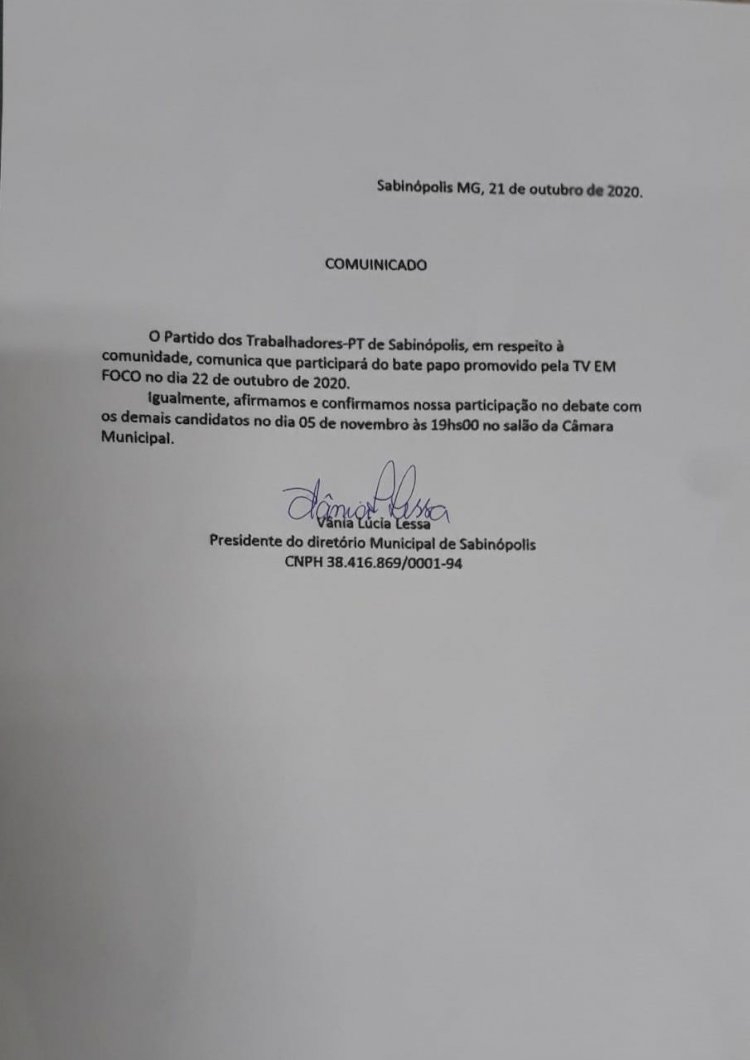 DEBATE DE CANDIDATOS A PREFEITO DE SABINÓPOLIS