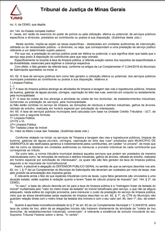 Defensoria Pública obtém a suspensão da cobrança de taxas de limpeza pública do Município de Sabinópolis