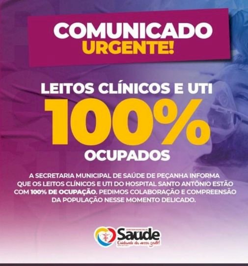 Peçanha anuncia ocupação máxima tanto nos leitos clínicos quanto nos leitos de UTI Covid do Hospital Santo Antônio