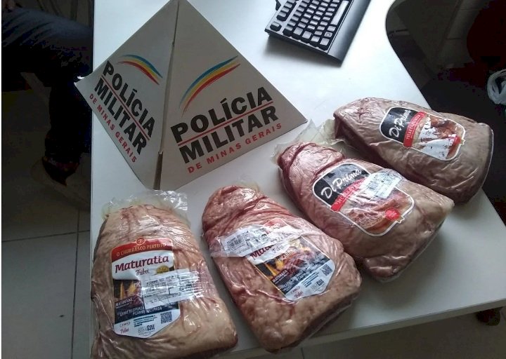 Homem é preso suspeito de furtar peças de picanha em supermercado.