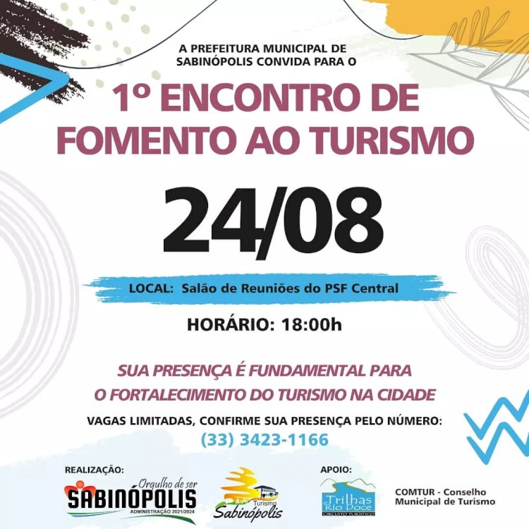 Vem aí o 1° Encontro de Fomento ao Turismo de Sabinópolis.