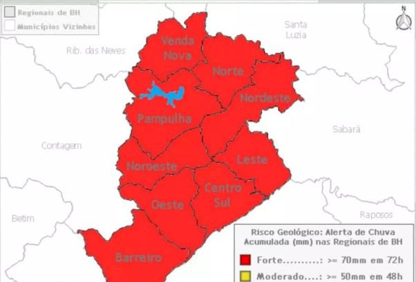 Todas as regiões de Belo Horizonte estão sob forte risco geológico