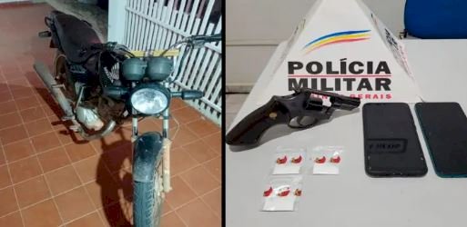 Jovem inabilitado e adolescente são detidos com arma de fogo e droga na MG-417, em Itabirinha