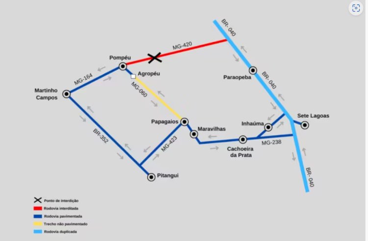 MG-420 ficará interditada por cinco dias em Pompéu; veja desvios