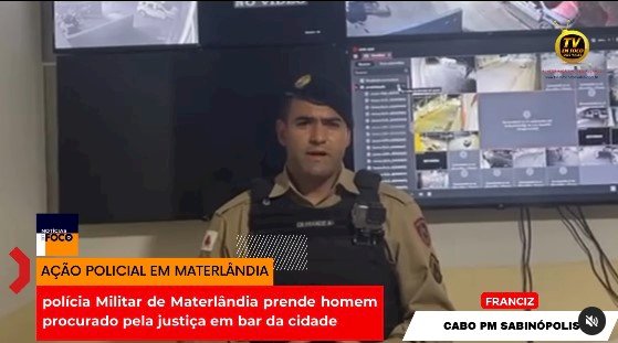 Polícia Militar de Materlândia prende homem procurado pela justiça em bar da cidade