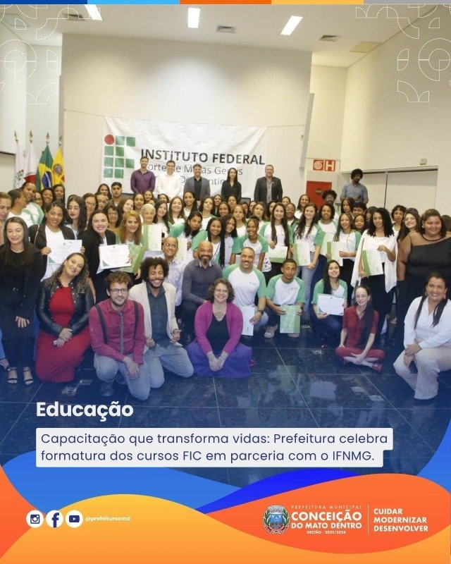 Formatura marca nova etapa de conquistas para alunos dos cursos FIC em Conceição do Mato Dentro